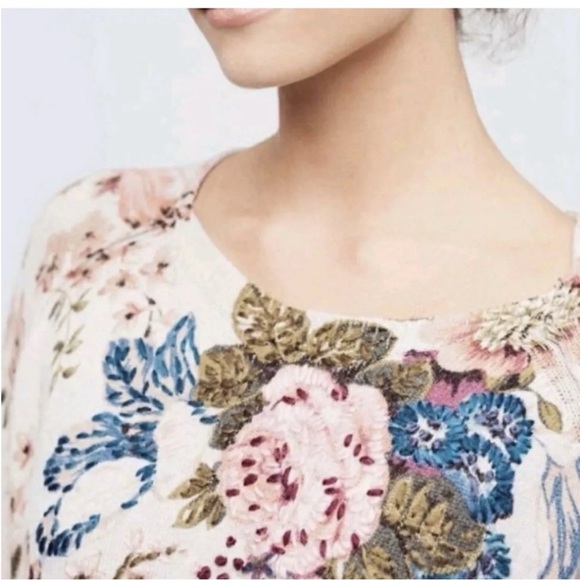 Anthropologie Floral Embroidered Sweater - Picture 4 of 8